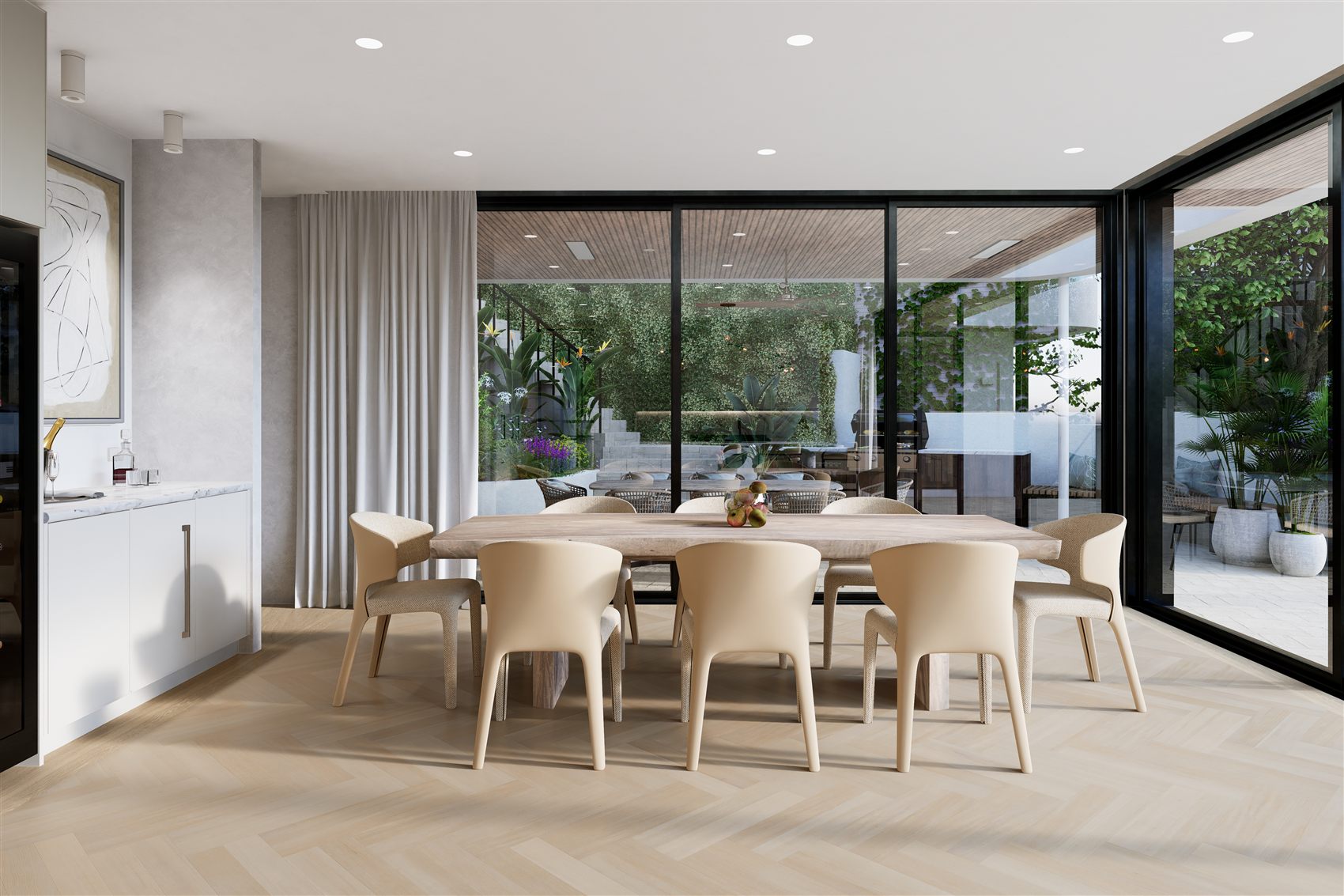 Double Bay — dining table by the garden windows by STUDIO BELLE
